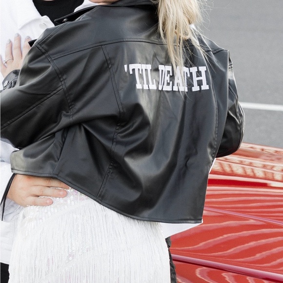12th Tribe Jackets & Blazers - 12th Tribe 'Til Death Black Faux Leather Cropped Jacket